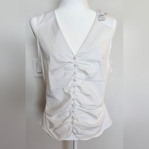 NWT White House Black Market Ruched Poplin Top